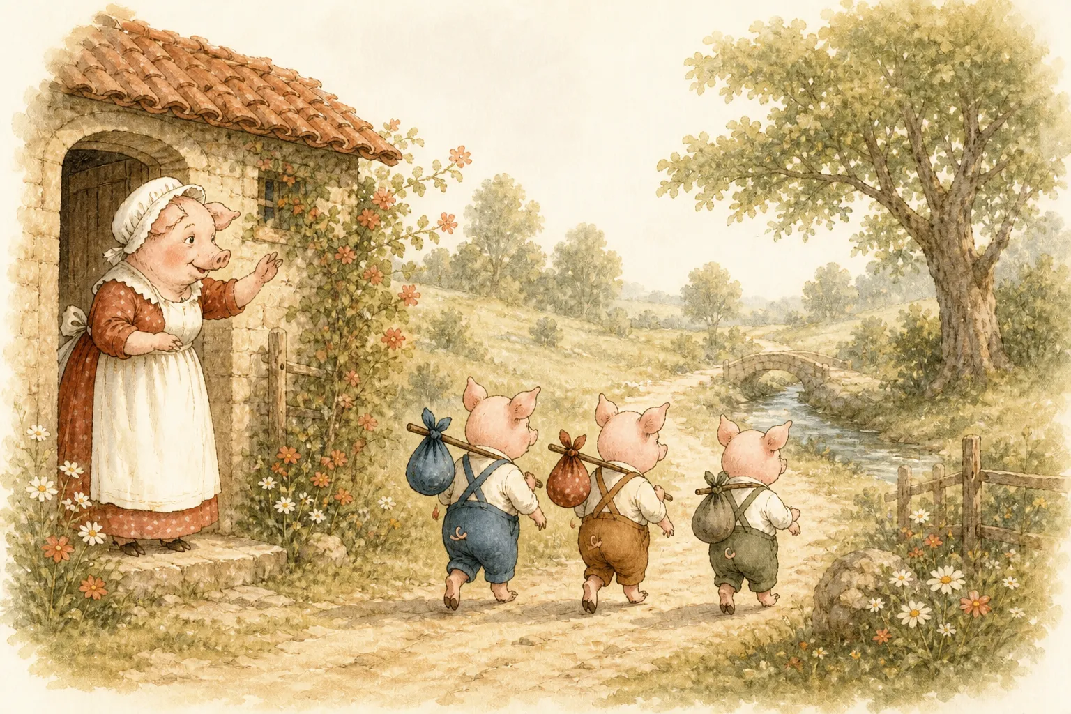 I tre porcellini — Three Little Pigs in Italian, illustrated graded reader
